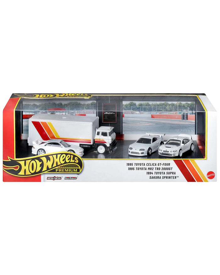 Hot Wheels Premium Collector Toyota Diecast 3 Cars and Transporter
